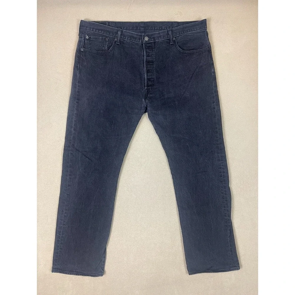 Levis‎ Jeans Mens 42x32 Black 501 XX Denim Button Fly Casual Straight Adult